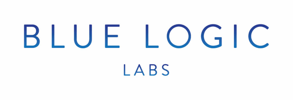 logo word mark blue